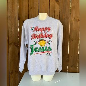 Vintage 80's "Happy Birthday Jesus" sweatshirt size Large.